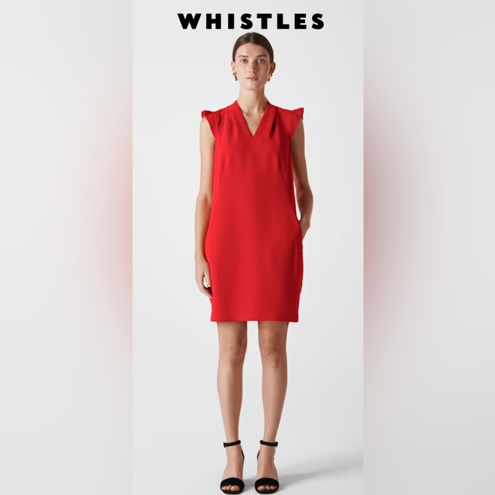 Whistles Red Sheath Mini Dress V-Neck Sleeveless